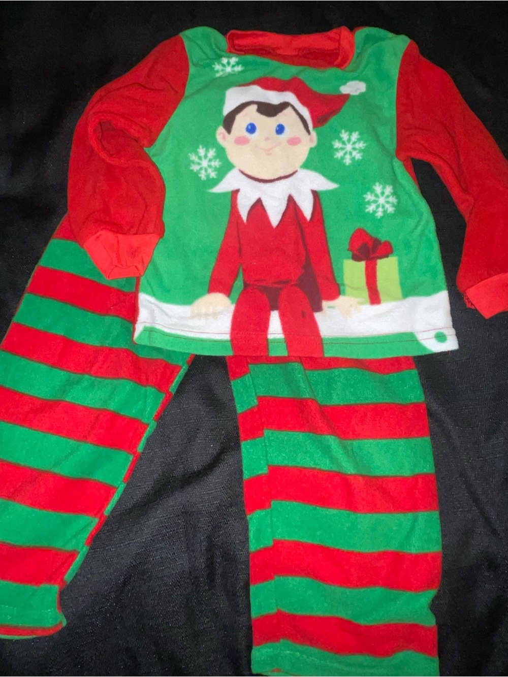 Kids Red and Green Elf Holiday Pajama Set - Festive Sleepwear